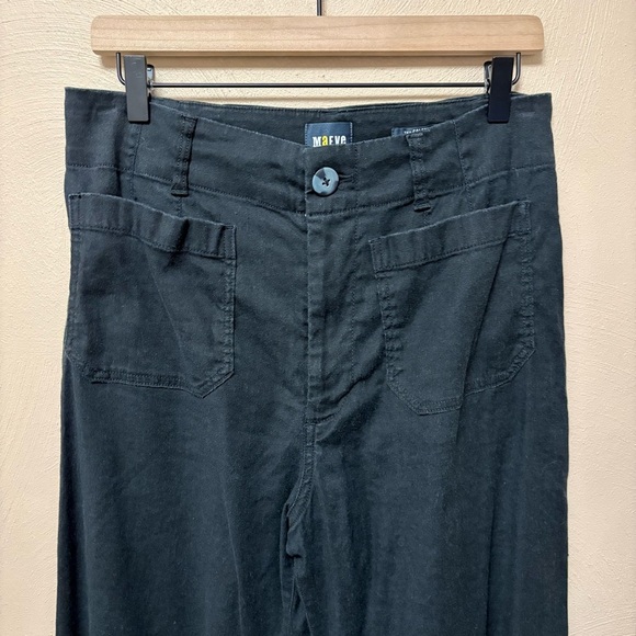 Anthropologie Maeve The Colette Cropped Linen Wide-Leg Pants Black Size 30 - Picture 4 of 11